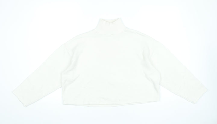 Zara Women’s Ivory Roll Neck Knit Jumper Size M Long Sleeve