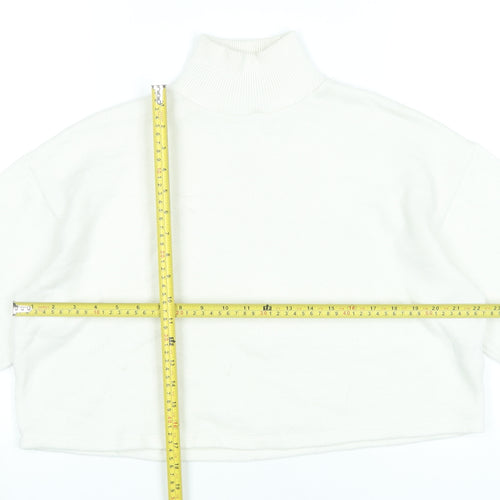 Zara Women’s Ivory Roll Neck Knit Jumper Size M Long Sleeve