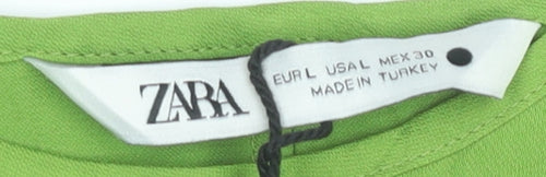 Zara Women Green L Viscose Midi Slip Dress Summer Halter Spaghetti Strap