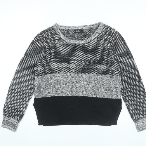 Dotti Women’s Grey Knit Jumper Size L Scoop Neck Long Sleeve Pullover