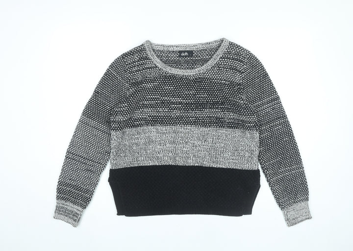 Dotti Women’s Grey Knit Jumper Size L Scoop Neck Long Sleeve Pullover