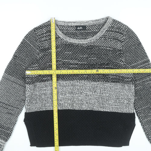 Dotti Women’s Grey Knit Jumper Size L Scoop Neck Long Sleeve Pullover