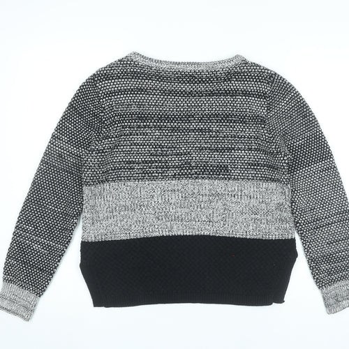 Dotti Women’s Grey Knit Jumper Size L Scoop Neck Long Sleeve Pullover