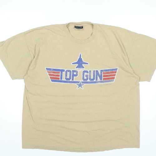 Top Gun Men’s Beige 2XL Movie Graphic T-Shirt Military Style