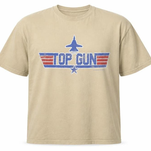 Top Gun Men’s Beige 2XL Movie Graphic T-Shirt Military Style