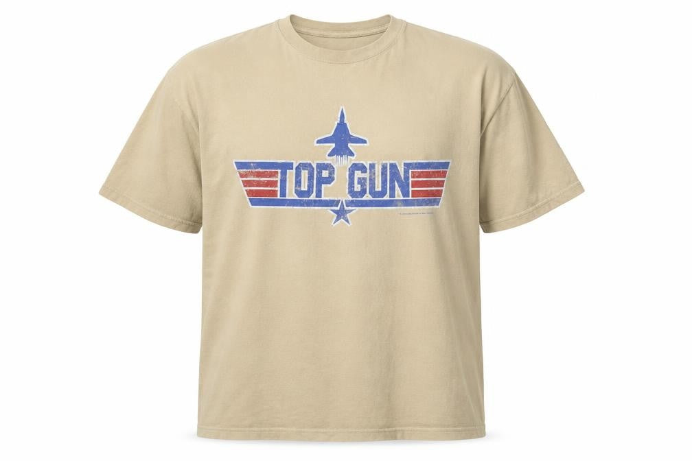 Top Gun Men’s Beige 2XL Movie Graphic T-Shirt Military Style