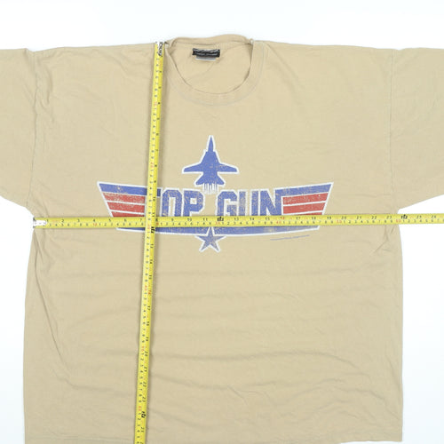 Top Gun Men’s Beige 2XL Movie Graphic T-Shirt Military Style
