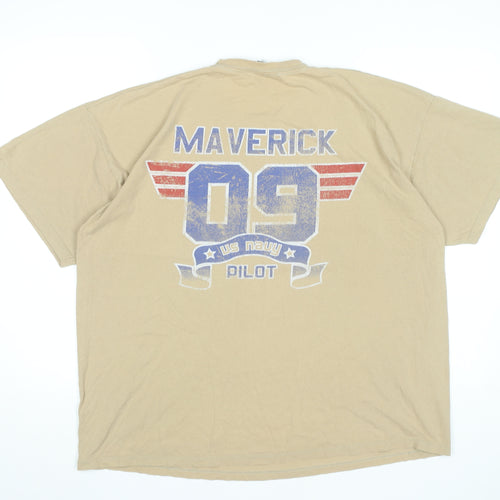 Top Gun Men’s Beige 2XL Movie Graphic T-Shirt Military Style