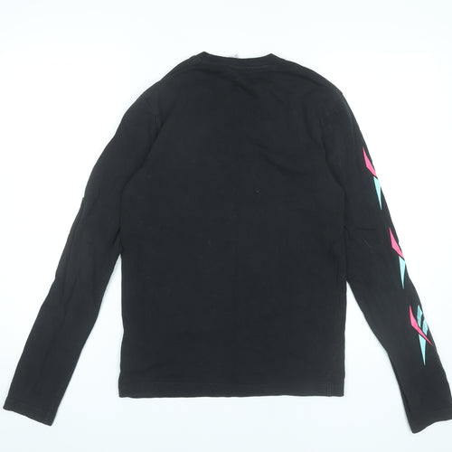Reebok Womens Black XS Long Sleeve Crew Neck Cotton T-Shirt