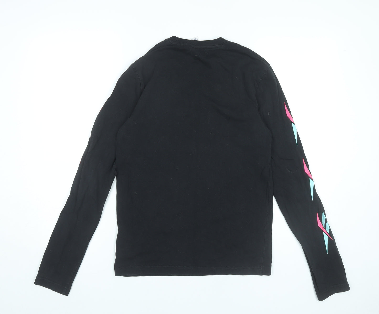 Reebok Womens Black XS Long Sleeve Crew Neck Cotton T-Shirt