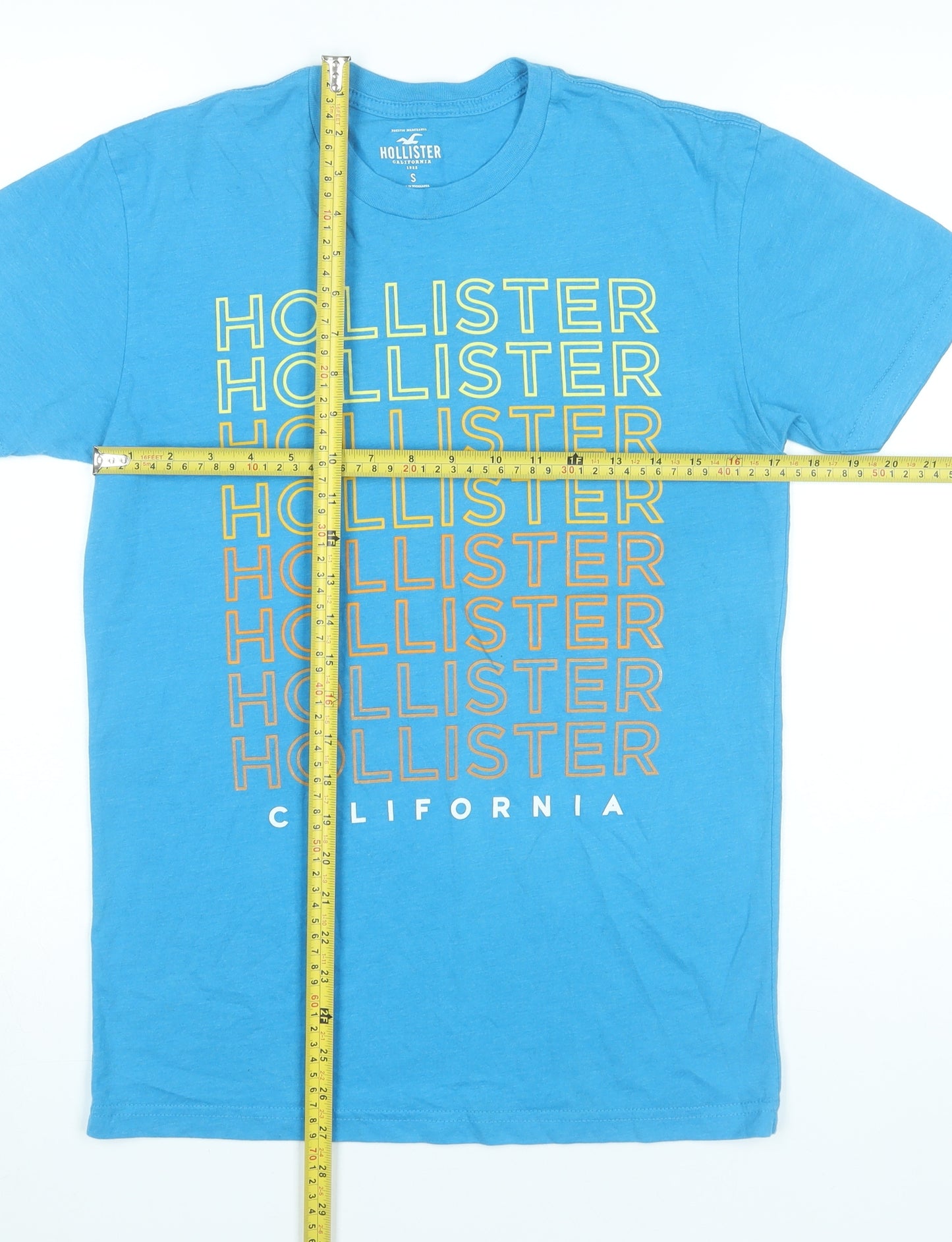 Hollister Men’s Blue Graphic Logo T-Shirt Small Regular Fit