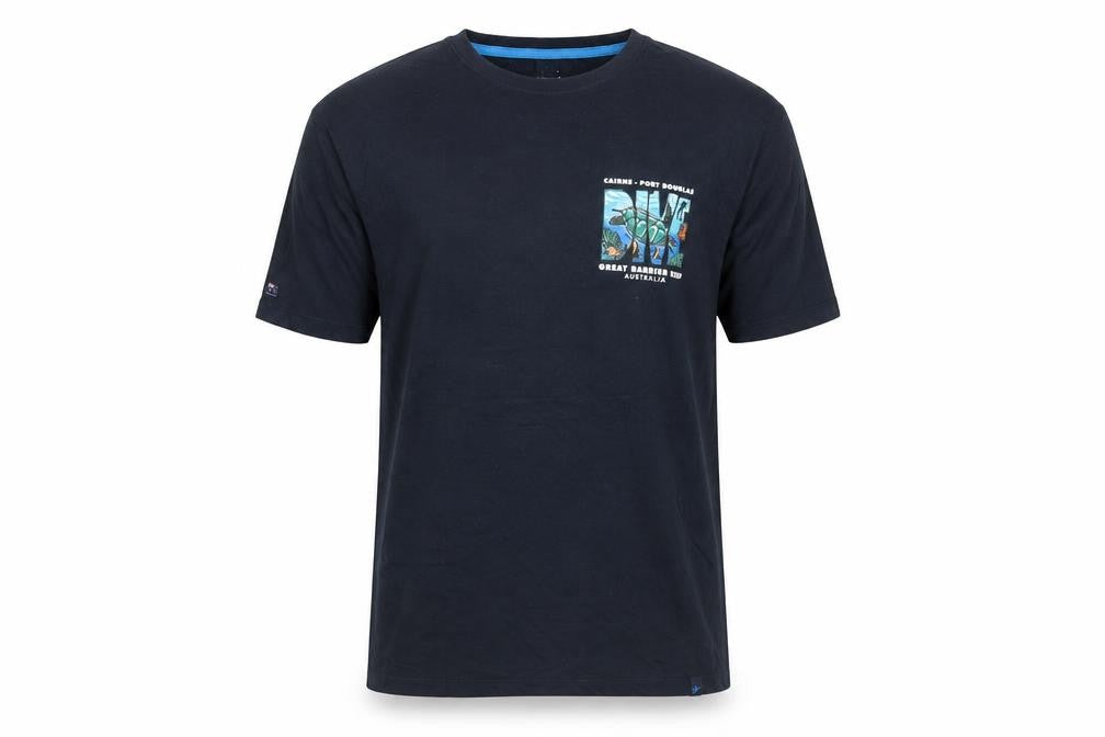Gooses T-Shirts Men’s Black Small Great Barrier Reef Graphic Cotton Tee
