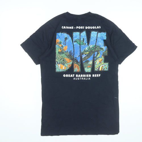 Gooses T-Shirts Men’s Black Small Great Barrier Reef Graphic Cotton Tee