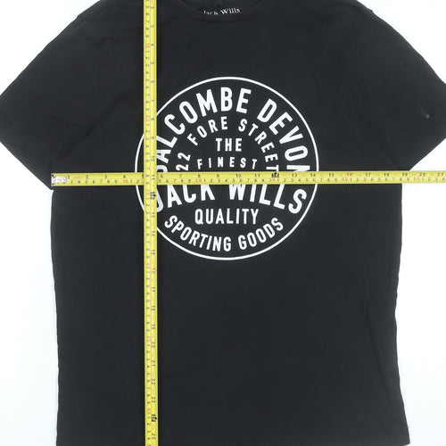 Jack Wills Mens XS Black Graphic Print T-Shirt Classic Fit