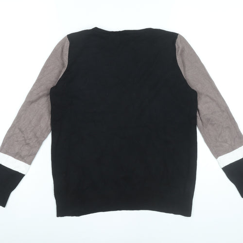 Wallis Women’s Black Grey White Pullover Jumper UK 12 Crew Neck