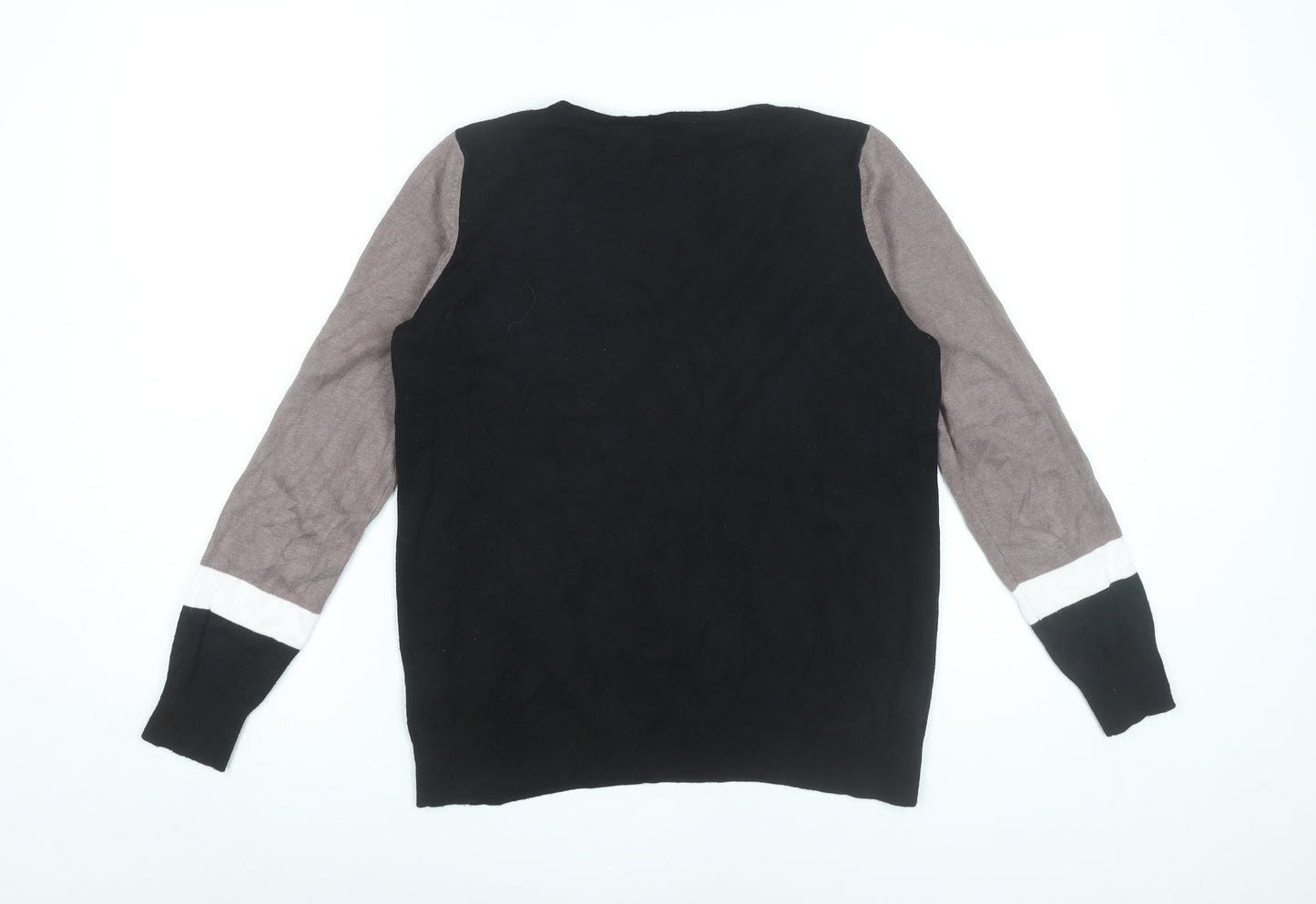 Wallis Women’s Black Grey White Pullover Jumper UK 12 Crew Neck