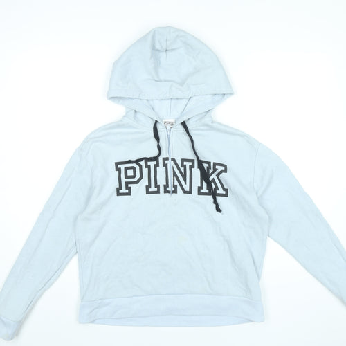 Victoria's Secret PINK Womens White XS Pullover Hoodie Logo Cotton Blend