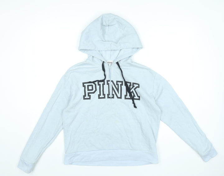 Victoria's Secret PINK Womens White XS Pullover Hoodie Logo Cotton Blend