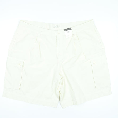 Marks and Spencer Womens Ivory Cargo Shorts Size 22 Cotton Summer