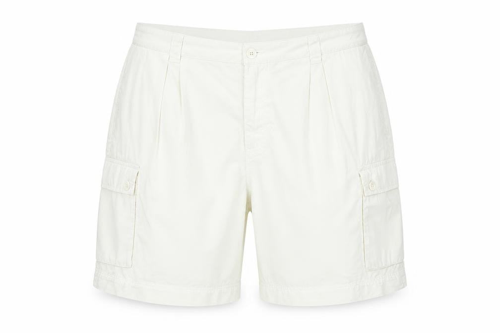 Front view of Marks & Spencer women’s ivory cargo shorts, size UK 22, cotton summer