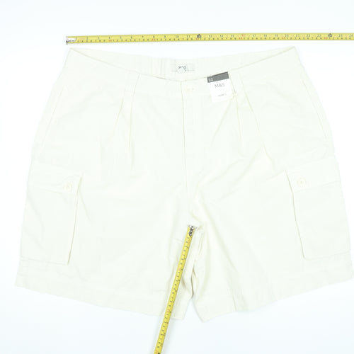 Marks and Spencer Womens Ivory Cargo Shorts Size 22 Cotton Summer