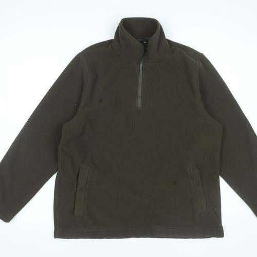 TCM Mens Brown Fleece 1/4 Zip Pullover Sweatshirt Size L
