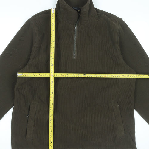 TCM Mens Brown Fleece 1/4 Zip Pullover Sweatshirt Size L