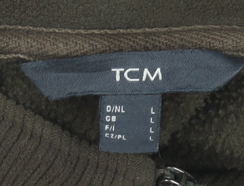 TCM Mens Brown Fleece 1/4 Zip Pullover Sweatshirt Size L