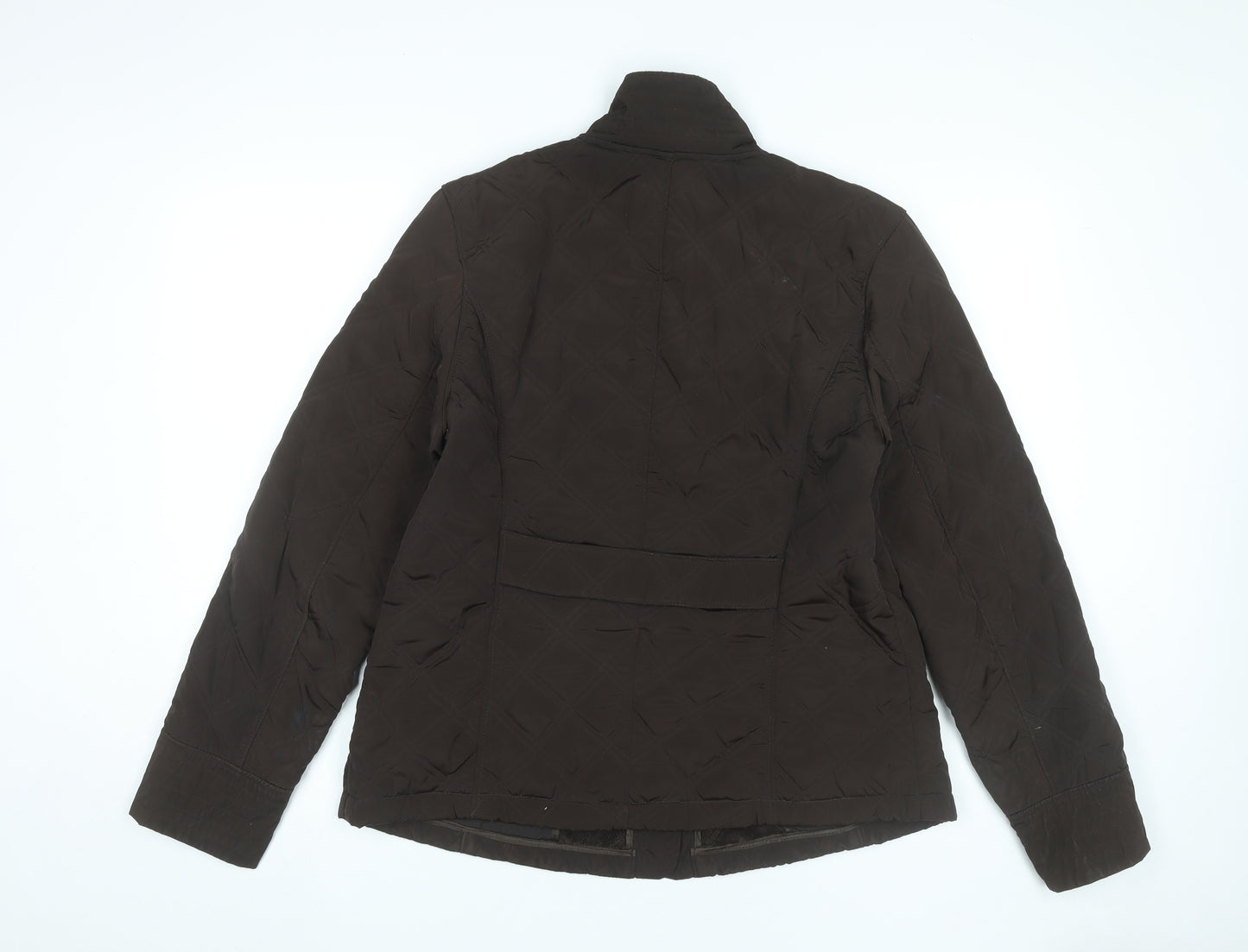 Talbots Women Brown Quilted Jacket Size L Mid-Length Casual
