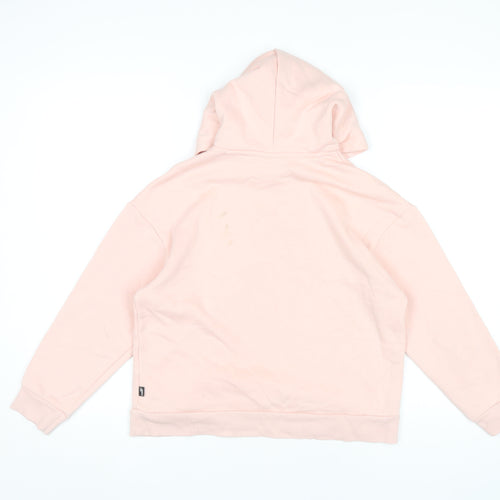 Puma Girls Pink Hoodie Teens UK 11-12Y Cotton Blend Pullover