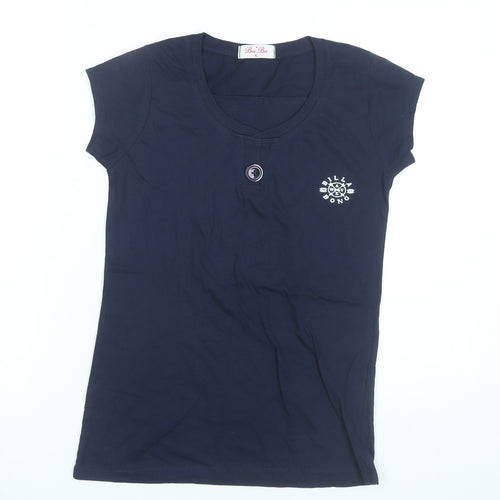 Bee Bee Womens Blue XL Scoop Neck Short Sleeve Cotton T-Shirt