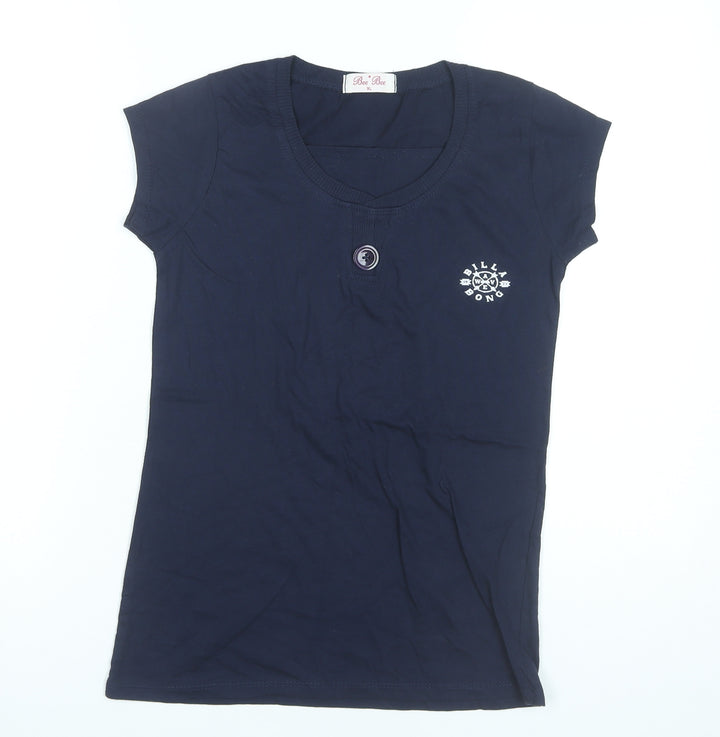 Bee Bee Womens Blue XL Scoop Neck Short Sleeve Cotton T-Shirt