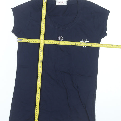 Bee Bee Womens Blue XL Scoop Neck Short Sleeve Cotton T-Shirt
