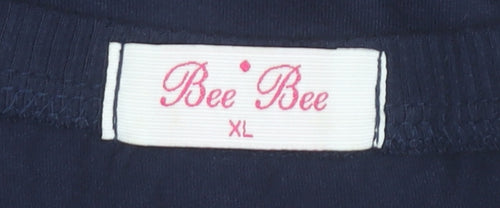 Bee Bee Womens Blue XL Scoop Neck Short Sleeve Cotton T-Shirt