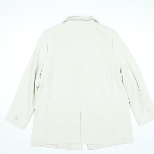 H&M Women Ivory Shawl Collar One Button Blazer Jacket L