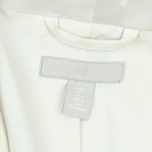 H&M Women Ivory Shawl Collar One Button Blazer Jacket L