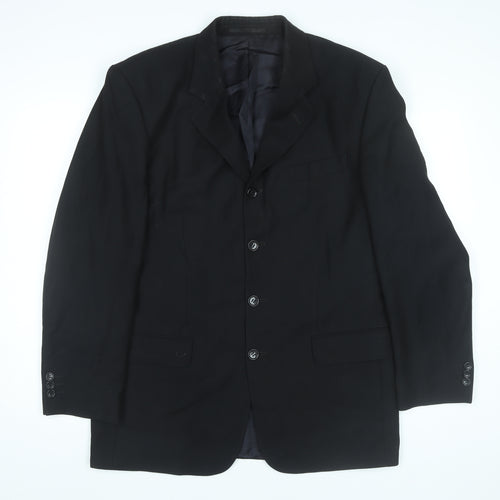 Tom English Mens Black Wool Blazer Jacket 40R Classic Formal