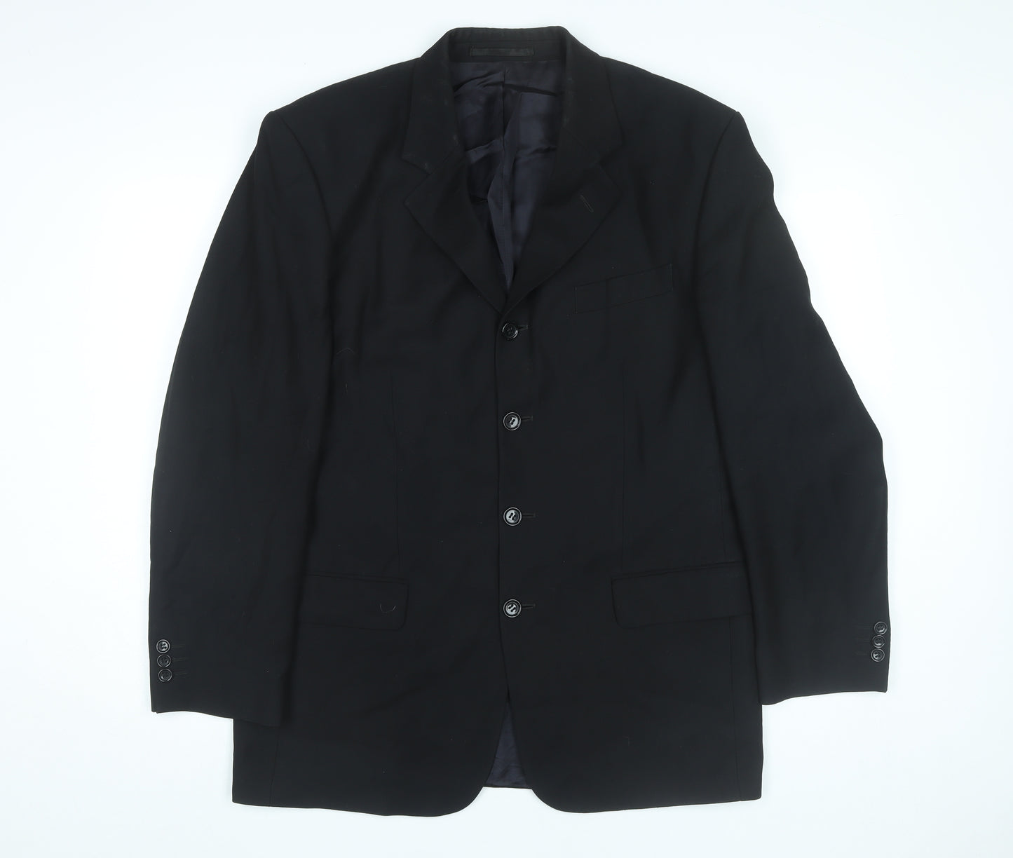 Tom English Mens Black Wool Blazer Jacket 40R Classic Formal