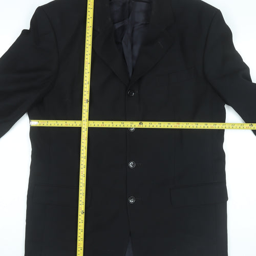 Tom English Mens Black Wool Blazer Jacket 40R Classic Formal