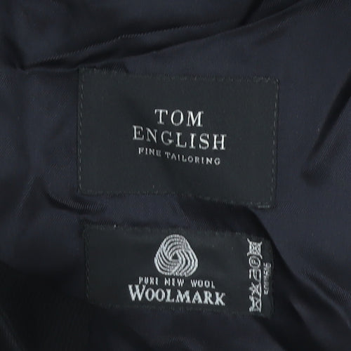 Tom English Mens Black Wool Blazer Jacket 40R Classic Formal