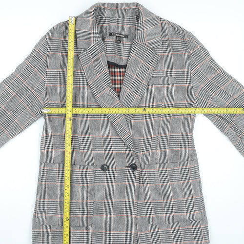 TRF Outerwear Womens Grey Checked Blazer Jacket Size 10 Workwear