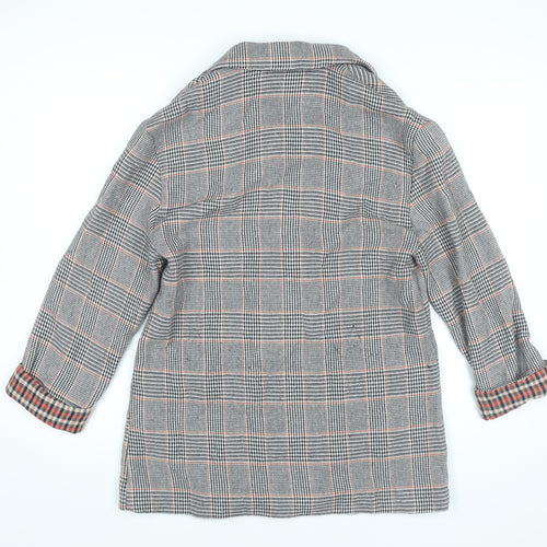 TRF Outerwear Womens Grey Checked Blazer Jacket Size 10 Workwear