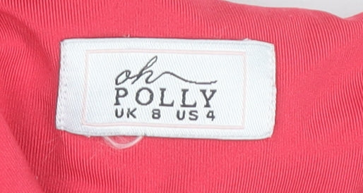Oh Polly Women Red Bodycon Mini Dress UK 8 Scoop Neck Ruched Sleeveless