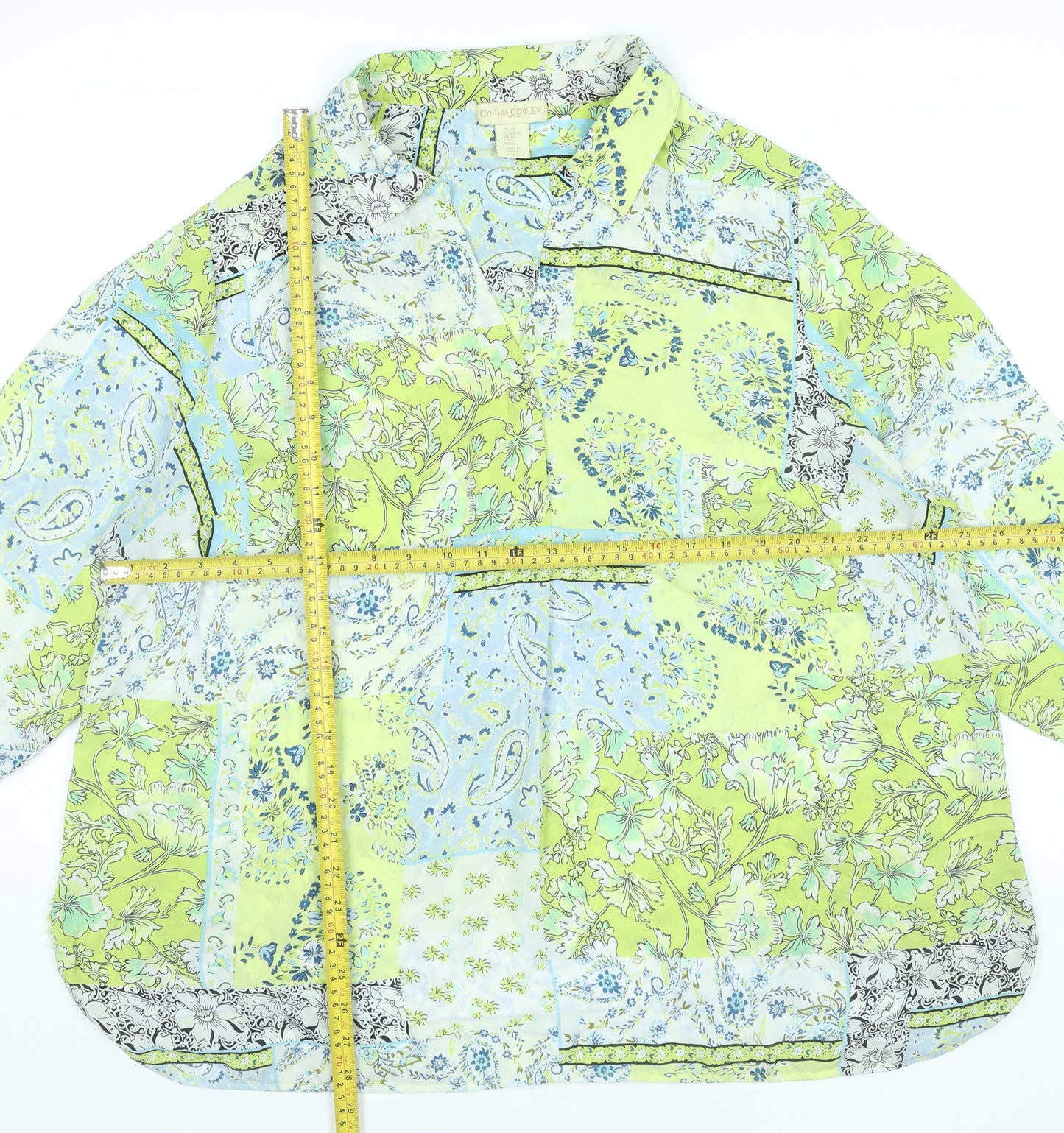 Cynthia Rowley Womens Plus 2XL Floral Paisley Tunic Blouse Multicoloured