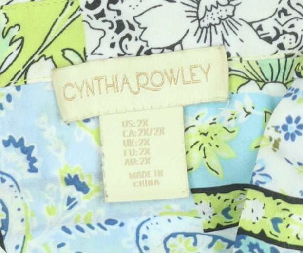 Cynthia Rowley Womens Plus 2XL Floral Paisley Tunic Blouse Multicoloured