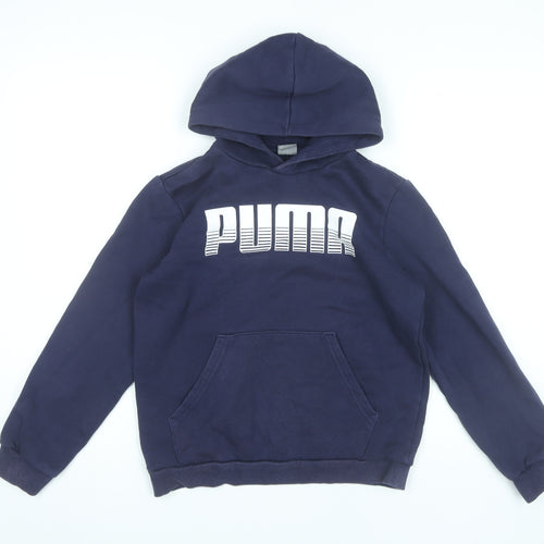 Puma Boys Blue Pullover Hoodie 13-14 Years Sports Casual Cotton