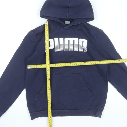 Puma Boys Blue Pullover Hoodie 13-14 Years Sports Casual Cotton