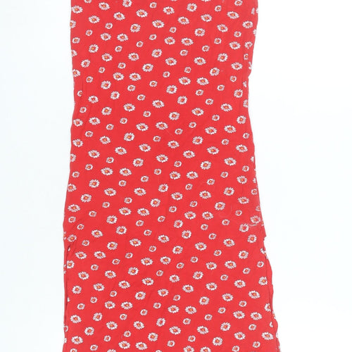 PrettyLittleThing Women’s Red Floral Slip Midi Dress Size 8