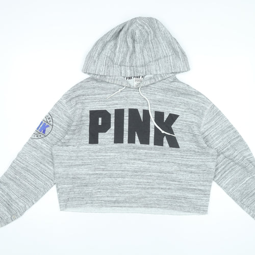 Victoria's Secret PINK Women's Grey Hoodie Size 12 Pullover Logo