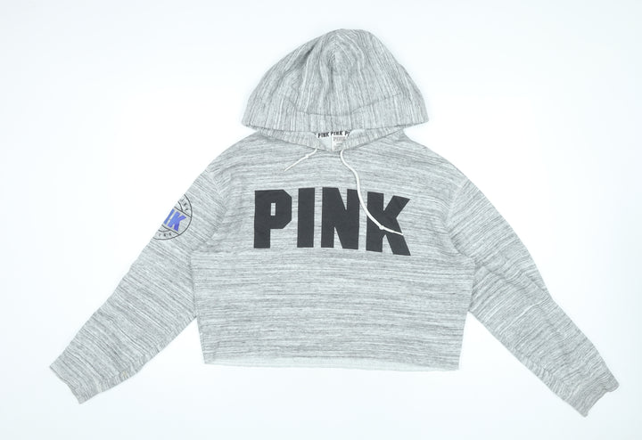 Victoria's Secret PINK Women's Grey Hoodie Size 12 Pullover Logo